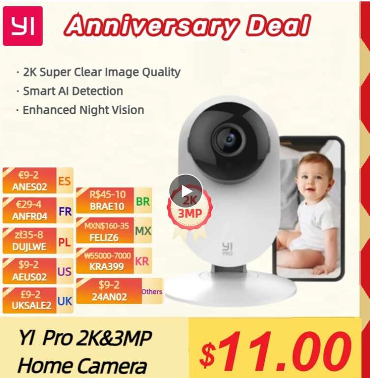 YI Pro-cámara de vídeo inteligente para el hogar - Precio en carrito