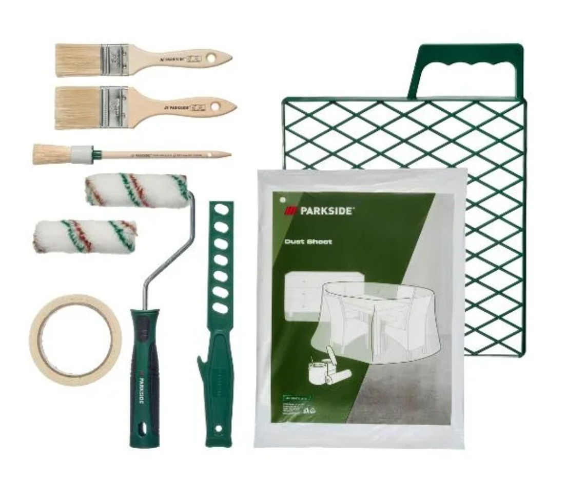 Set de pintor para principiantes, 7 o 10 piezas / Rodillo de pintura con mango telescópico de aluminio, 3 piezas
