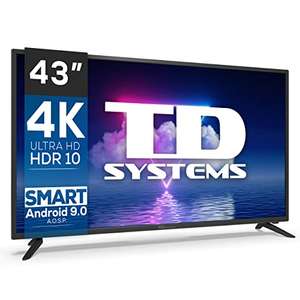 Smart TV 43 Pulgadas 4K HDR10 - Televisores 3 años de garantía, Android, 3X HDMI, 2X USB - TD Systems K43DLG12US
