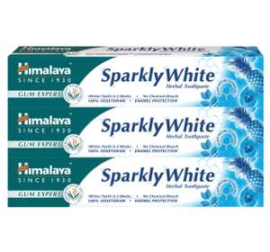 Himalaya Herbals Sparkly White Pasta de dientes a base de hierbas, no contiene sustancias químicas, 100% vegana 75ml (3-Pack)