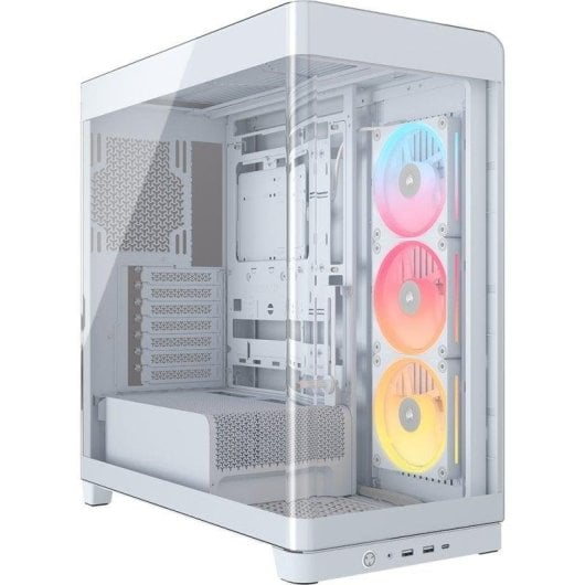Caja PC Corsair iCUE LINK 4500X LX-R RGB (Midi Tower) (Chasis de cristal templado, 3 ventiladores LX RGB incluidos con cable único, blanco)