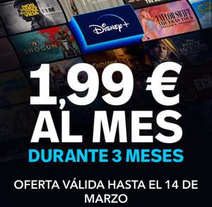 Disney plus plan básico por 1,99€ al mes x 3 meses (Con anuncios)