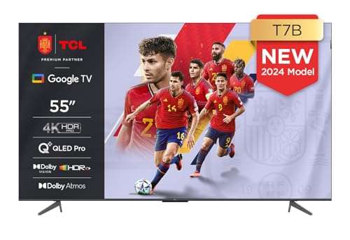 TCL 55T7B Televisor QLED Pro de 55", 4K Ultra HD, HDR Pro, Smart TV Powered by Google TV (Dolby Vision y Atmos, Motion Clarity