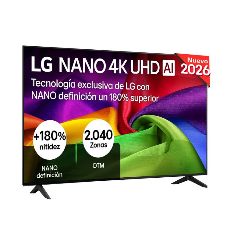 LG 43NU800B6LC – TV 43″, Nano 4K UHD AI, Smart TV, WebOS 25 (Actualizable), Procesador Alpha 7 Gen9 AI, 144Hz, HDR10 y Dolby Digital Plus