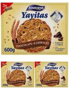 3x Fontaneda Yayitas Galletas de 5 Cereales con Pepitas de Chocolate enriquecidas con Vitamina B1, B2, B3, B5, B6 y Hierro, 600 g. 2'54€/ud