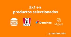 2x1 en productos seleccionados en Burger King, KFC, Domino's Pizza, Miss Sushi y muchos restaurantes más en Just Eat