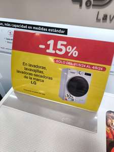 15% de descuento en lavadoras, lavavajillas y secadoras LG en Carrefour