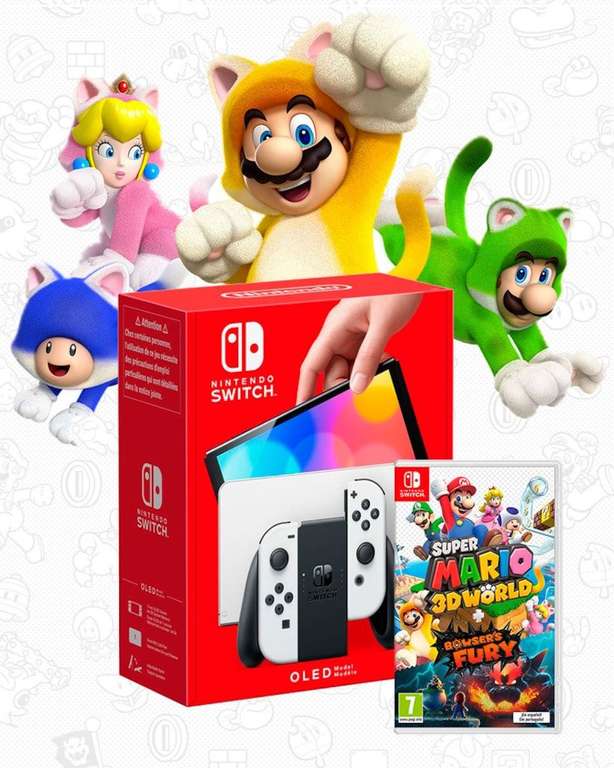 Consola Nintendo Switch OLED con Super Mario 3D Worlds + Bowser's Fury