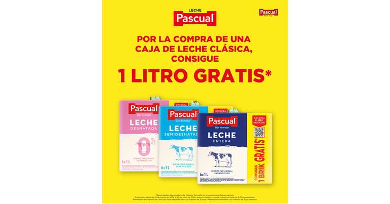 1 LITRO de leche Pascual GRATIS (reembolso)