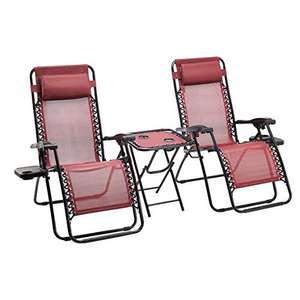 Set de 2 sillas con gravedad cero y mesa auxiliar, de color rojo