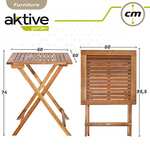 Aktive 61000 - Conjunto mesa y sillas jardín, terraza plegables, Madera acacia, 1 mesa, 2 sillas