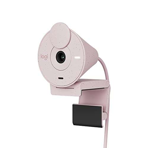 Logitech Brio 300 Full HD Webcam, obturador de privacidad, micrófono con reducción de ruido, USB-C, certificada Zoom