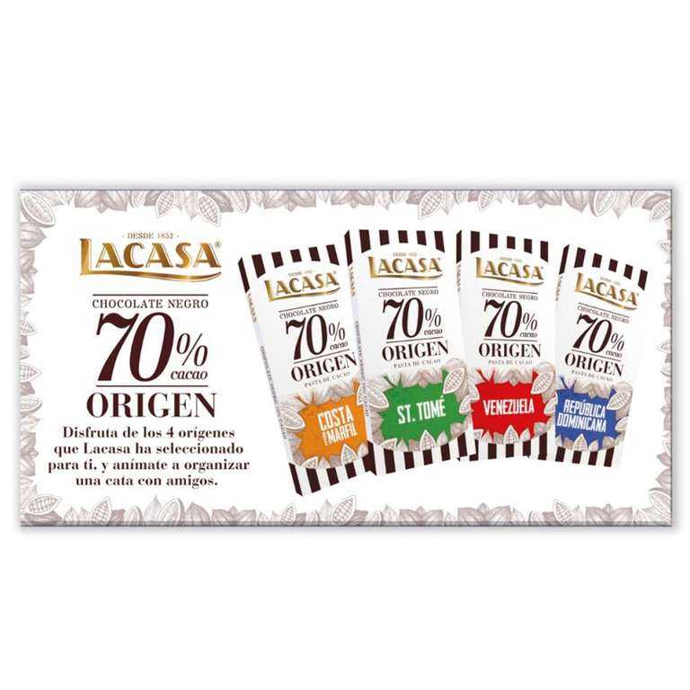 Estuche Cata Lacasa Chocolates 4 Tabletas 70% Cacao Orígenes | Zerca