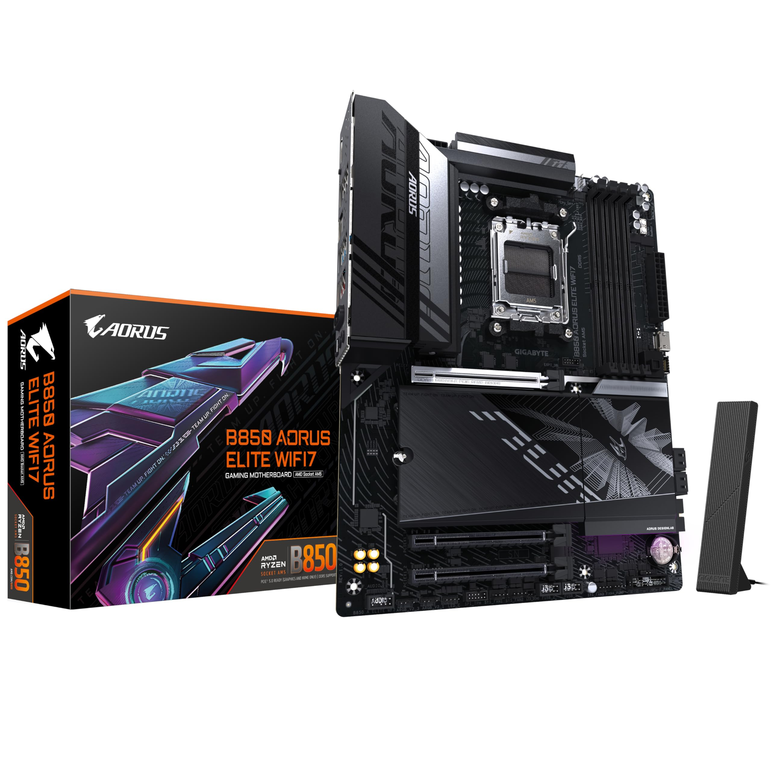 GIGABYTE B850 AORUS Elite WIFI7 Placa Base - Procesadores AMD Ryzen Serie 9000, VRM Digital de 14+2+2 Fases, hasta 8200MHz DDR5 (OC)