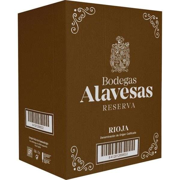 Bodegas Alavesas Vino tinto reserva DOCa Rioja Caja 6 botellas 75 cl (Doble Ahorro: 50% de Regalo para tu próxima compra)