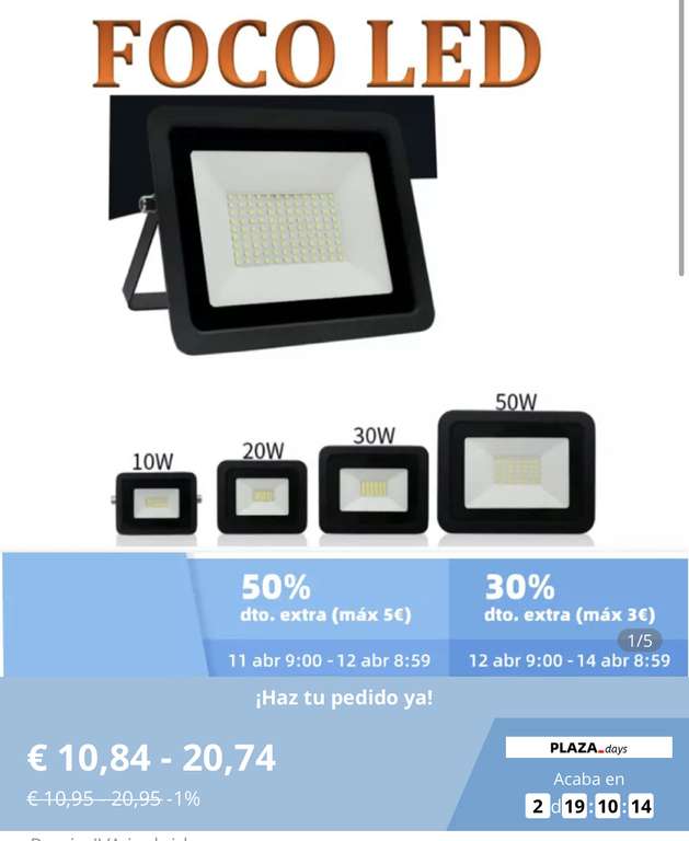 Dacada2005 Foco Reflector LED IP65 impermeable, 220V, 10W, 20W, 30W, 50W proyector de jardín al aire libre