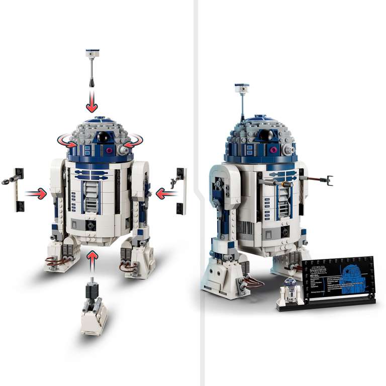 LEGO Star Wars R2-D2 Figura de Droide de Juguete de Construcción con Minifigura de Darth Malek del 25 Aniversario y Placa Decorativa