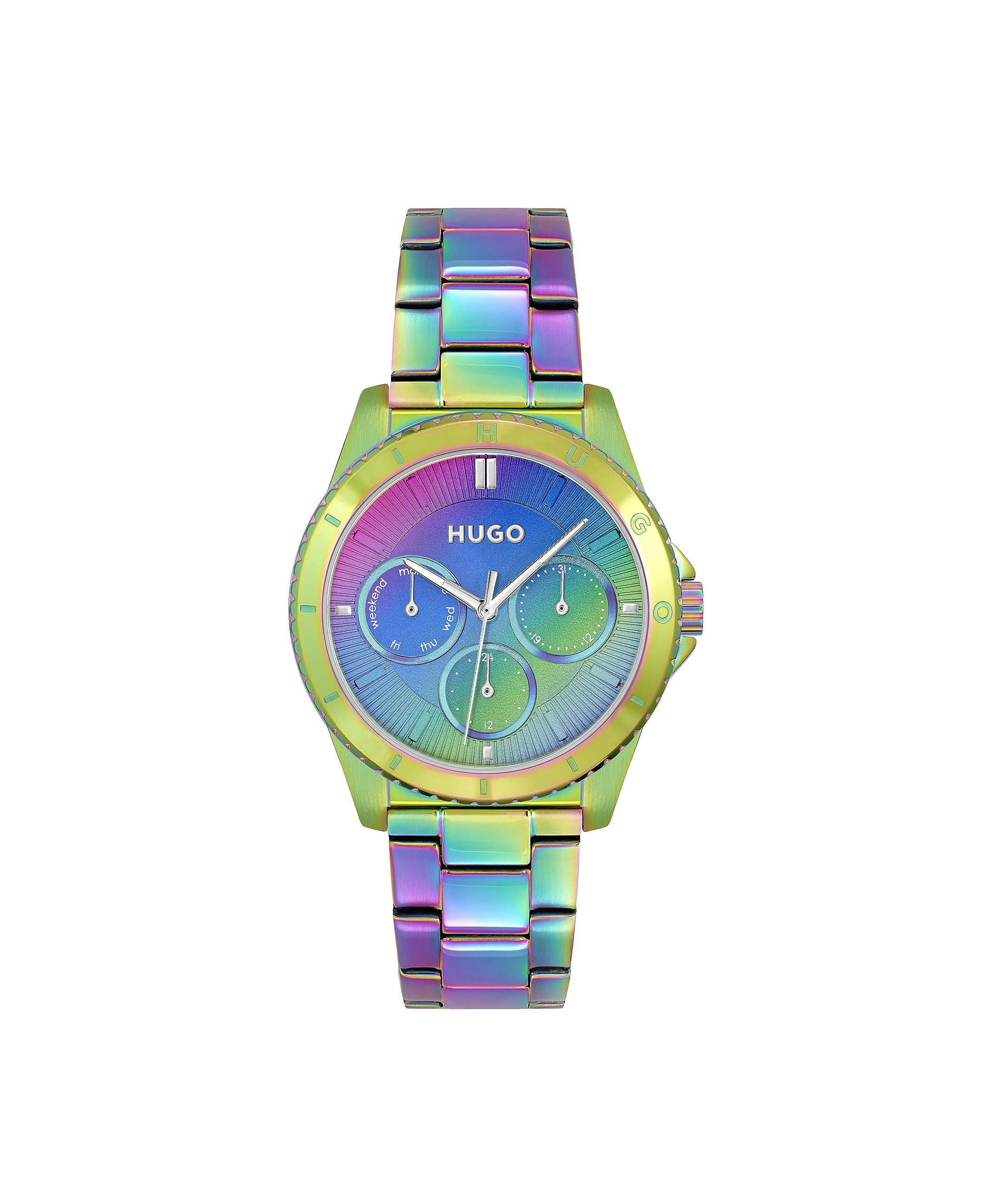 HUGO Reloj Analógico de Cuarzo multifunción para Mujer Colección Dance Collection con Correa en Acero Inoxidable