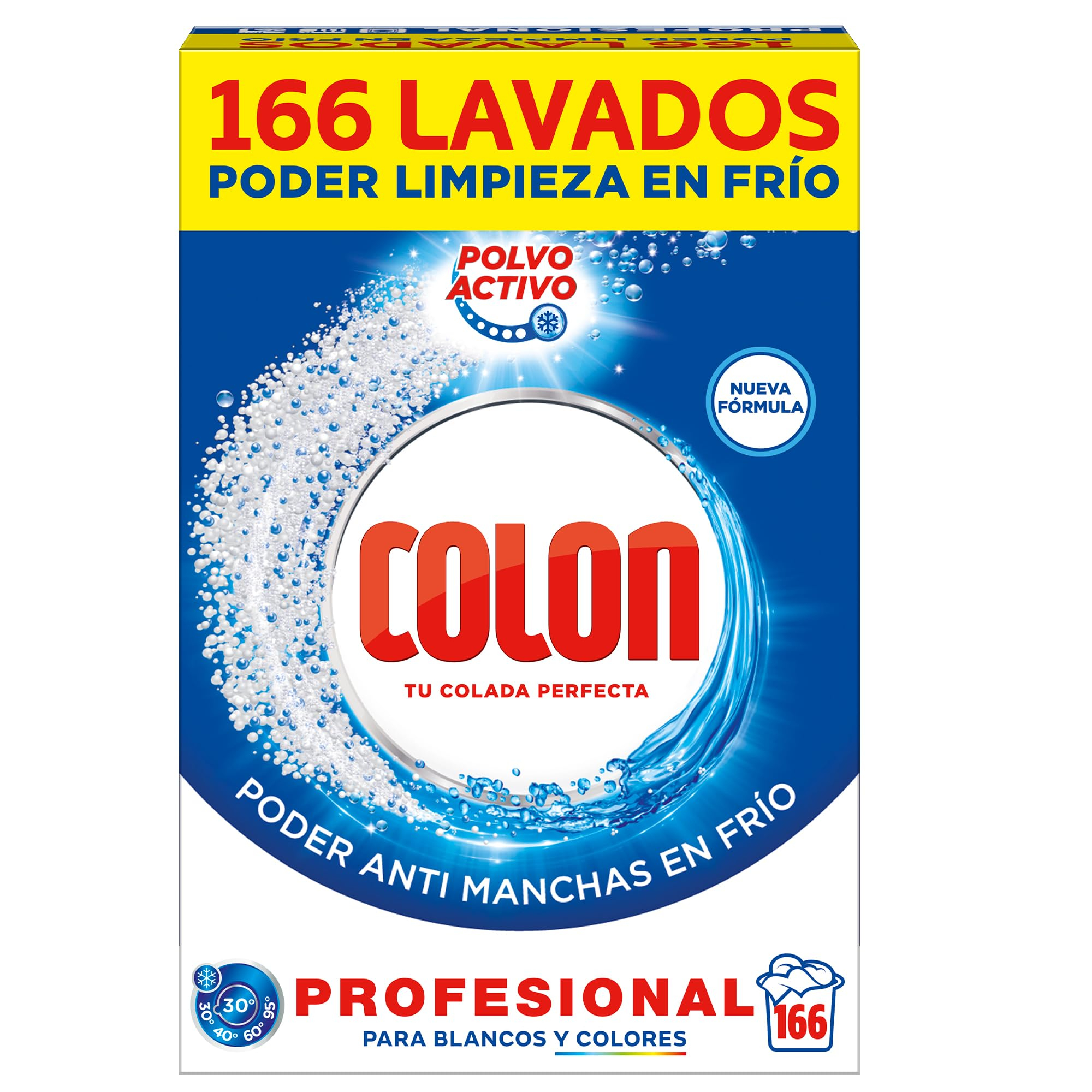 Colon Activo Profesional - Detergente polvo para lavadora - 166 lavados (8,652 kg)