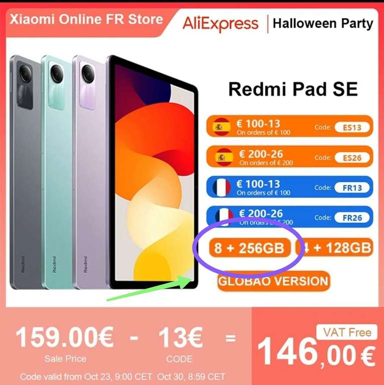 Tablet Xiaomi Redmi Pad SE Versión global 8GB + 256GB