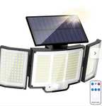 Luz solar al aire libre con sensor de movimiento, luz de inundación solar 348 LED con control remoto,IP65.
