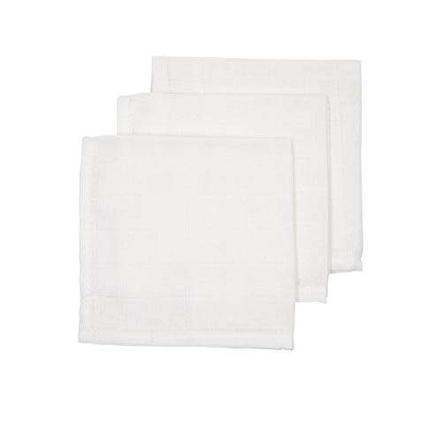 Juego de 3 toallas de muselina (100% algodón, 30 x 30 cm), color blanco