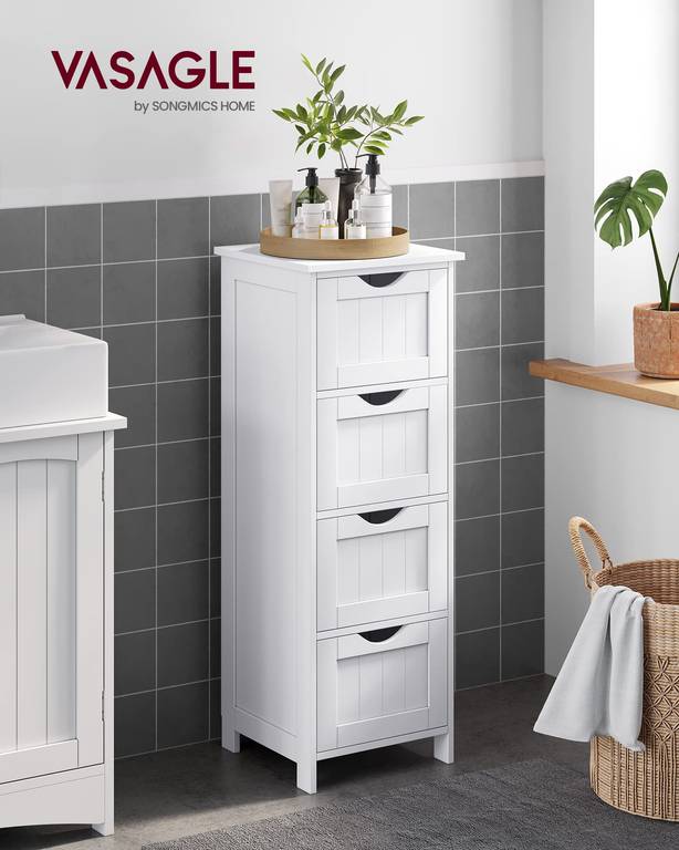 Armario de Baño Auxiliar Vasagle LHC40W (4 Cajones, 30x30x82 cm)