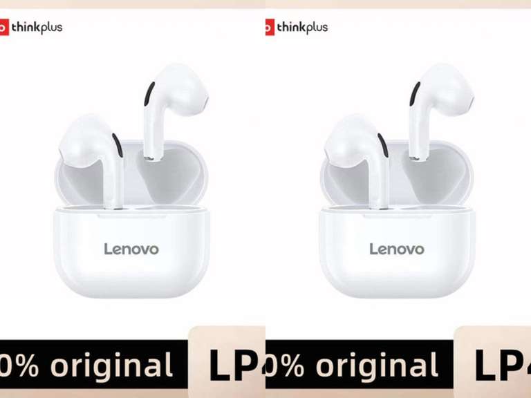 Pack 2 (8,60€ Unid) Lenovo-auriculares TWS con Bluetooth lp40,Control táctil, micrófono,