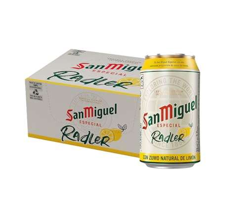 Pack 24 Latas x 330ml San Miguel Radler Cerveza Con Zumo Natural de Limón, Cerveza Limón Refrescante y Ligeramente Dulce (c. recurrente)