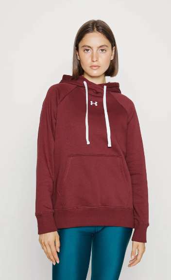 Under Armour RIVAL HOODIE - Jersey con capucha - Granate o beige