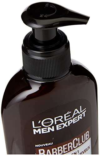 L'Oréal Men Expert - BarberClub - Limpiador 3 en 1 Barba Rostro Cabello Hombres - Con Aceite Esencial de Madera de Cedro - 200 ml