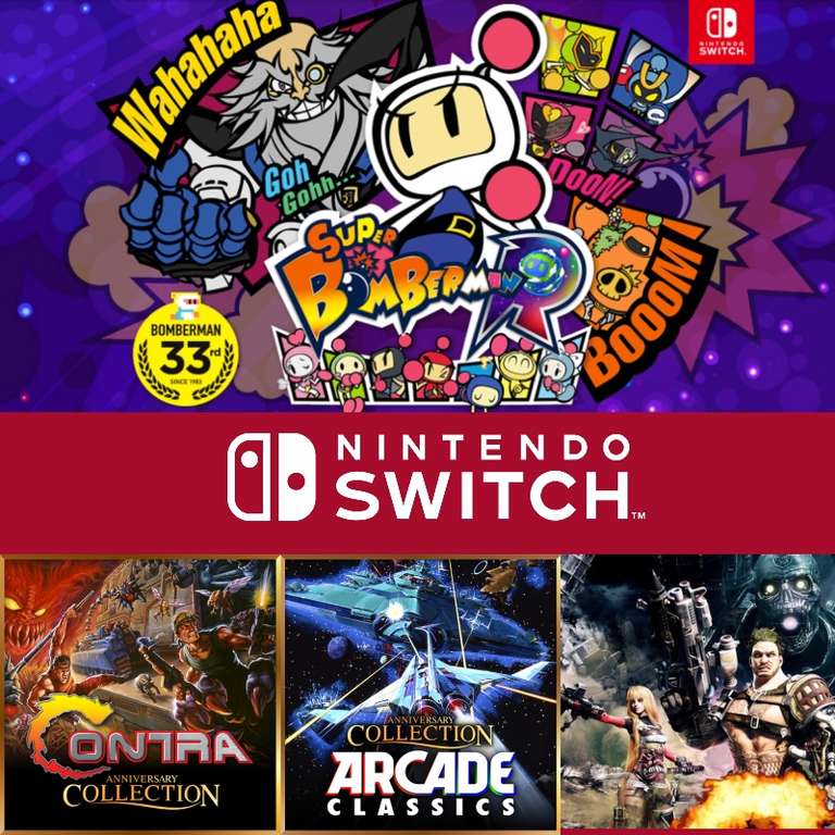 Super Bomberman R, Cat Quest II, Contra, Arcade, Rogue Corps [Nintendo Switch]