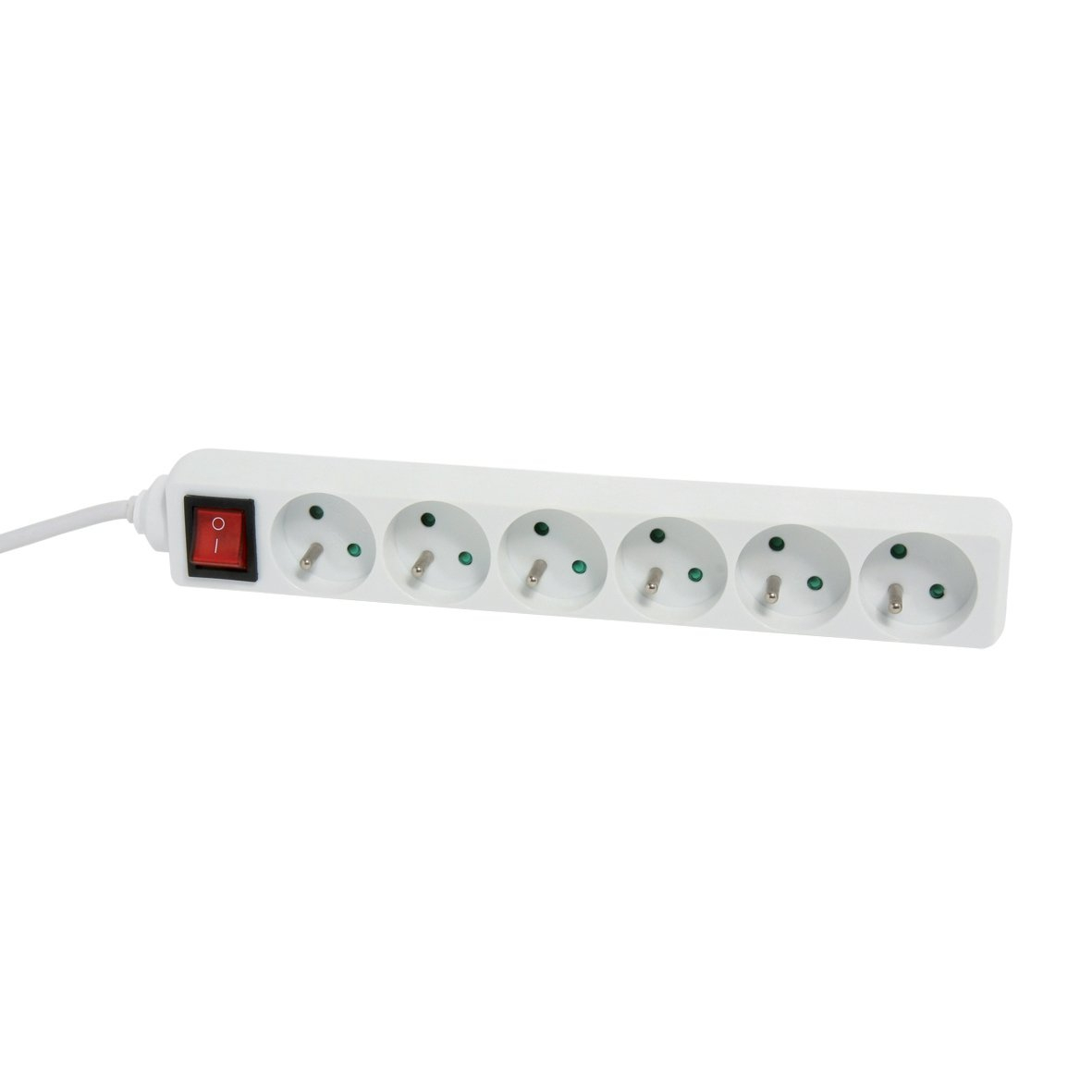Regleta de 6 tomas con interruptor (16 A, 1,5 m), color blanco