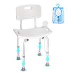 VEVOR Asiento de Ducha Antideslizante Altura Ajustable 390-520 mm Carga de 158,8 kg Silla de Baño de Aluminio y PE Ayuda para Ducha