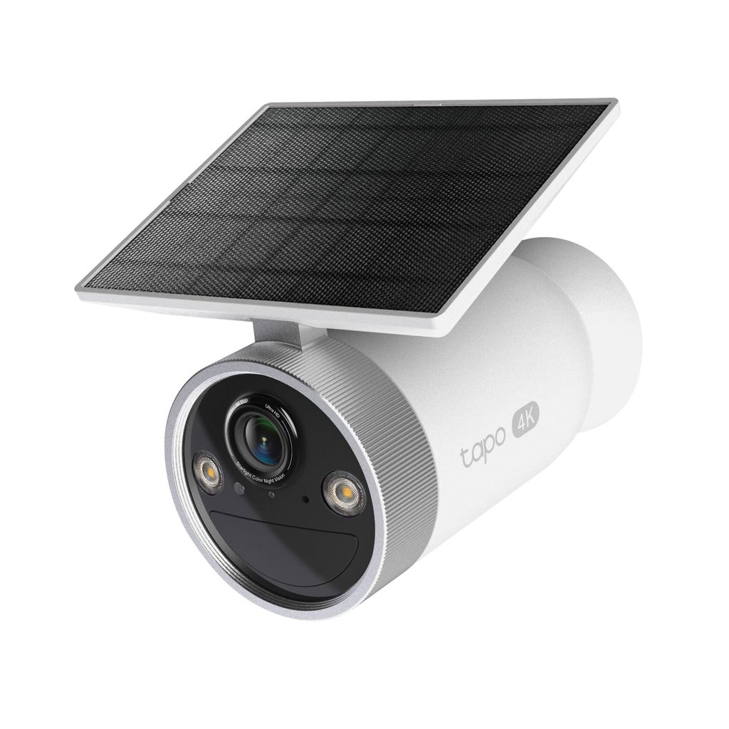 Tapo C465 - Cámara de Seguridad Exterior 4K con Panel Solar Integrado, Batería Recargable, IA de Detección Personas/Mascotas/Vehículos