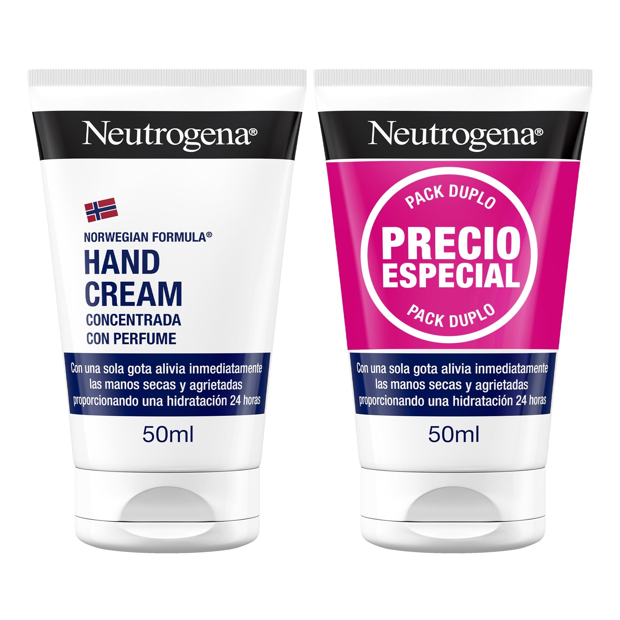 2 X 50 ml. Neutrogena Crema de Manos Concentrada reparadora para pieles sensibles, agrietadas y secas con glicerina y vitamina E