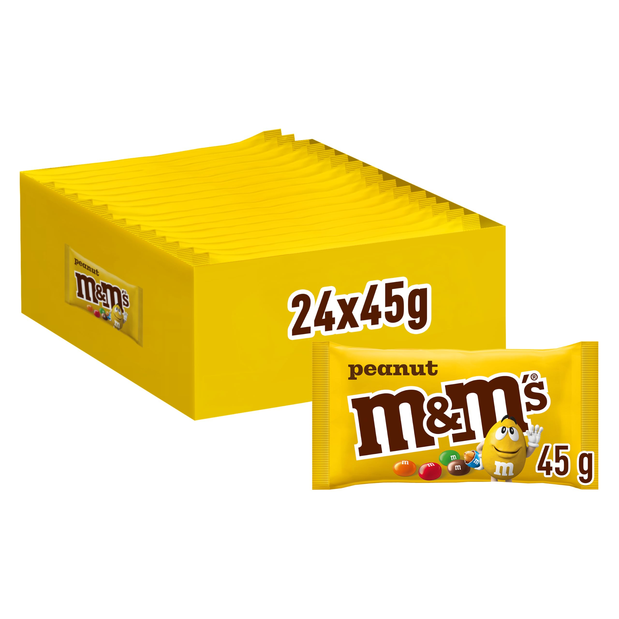 M&Ms - Cacahuete Chocolate - 24 Bolsitas Crujientes de 45g