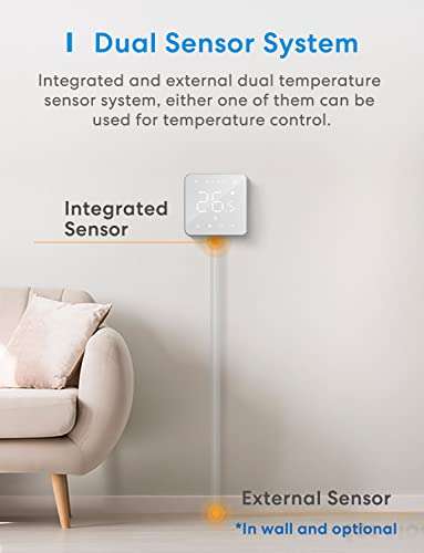 Meross Termostato Inteligente WiFi para Calderas de Gas/Agua y Calefacción  (Apple/Alexa/Google) 
