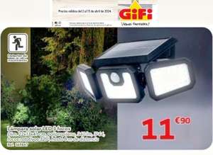 Lámpara Solar LED 3 focos con detector de movimiento, 22x13x41 cm. 11,90€