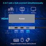 Hub USB C, 4 en 1 Adaptador USB C a 4K HDMI USB 3.0 & 2.0