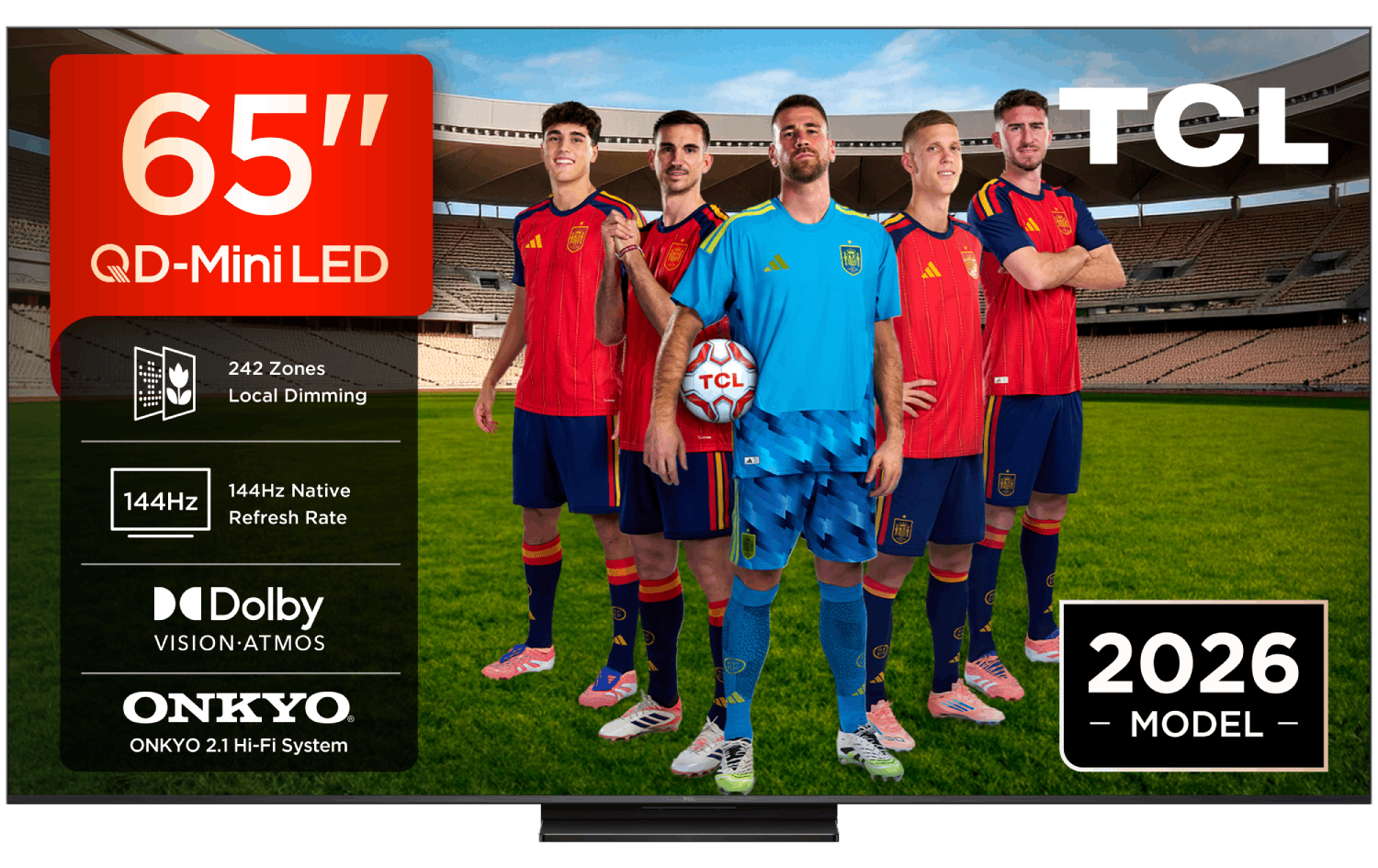 TCL 65C6K Pro QD-Mini LED 4K 144Hz, 242 zonas, 1000 nits, Dolby Vision IQ, HDR10+, sonido Onkyo 2.1 40W Dolby Atmos, Google TV, HDMI 2.1
