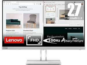 Lenovo L27E-40, 27", FHD, 4 ms, 100 Hz, HDMI, VGA, FreeSync, Gris - Monitor (109€ con newsletter)