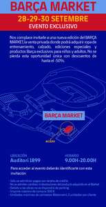Barça Market - DESCUENTOS HASTA EL -50% en ropa y merchandising del Barça - 28, 29 y 30 de septiembre