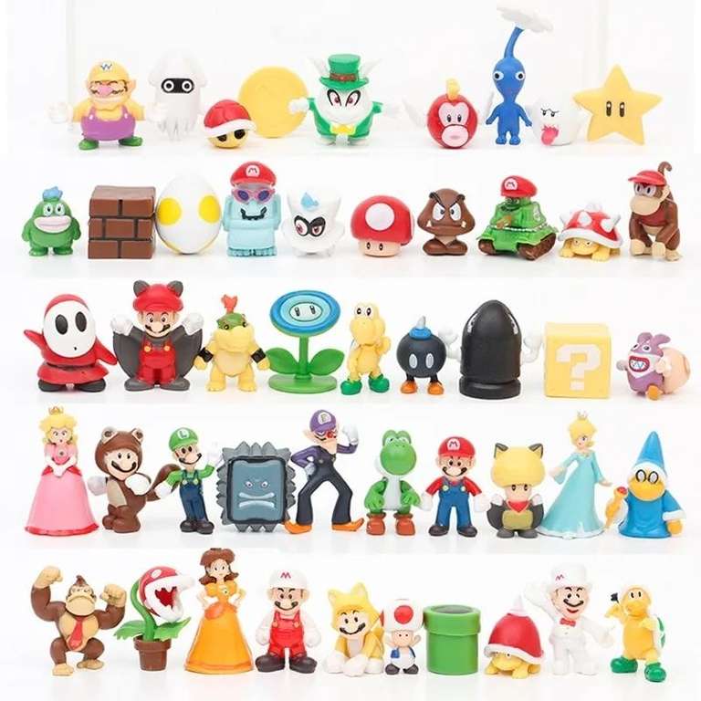 48 figuras Mario Bros con bolsa