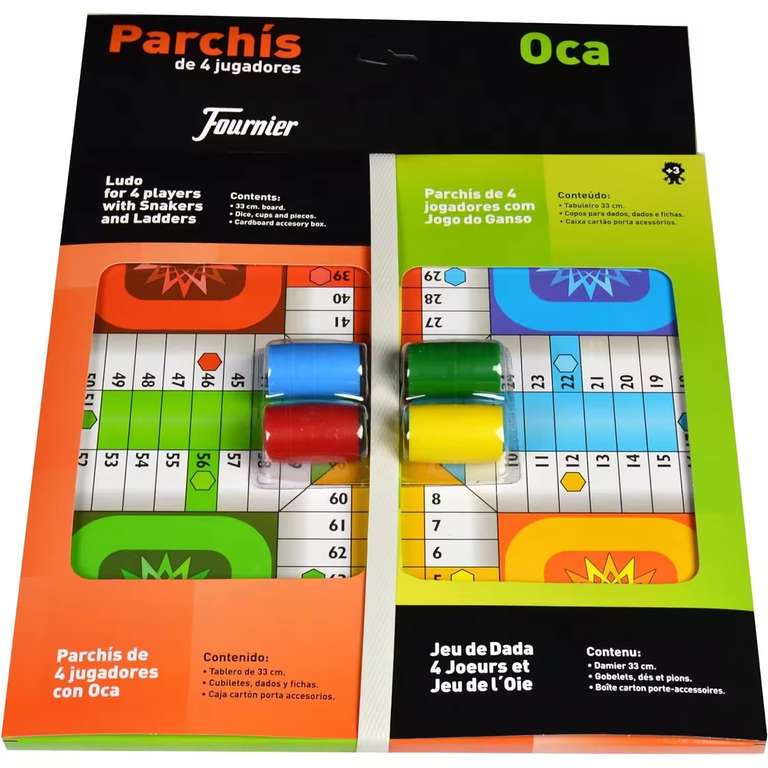 Fournier Parchis 4 y Oca, Tablero 33x33 cm, 2-4 jugadores, multicolor