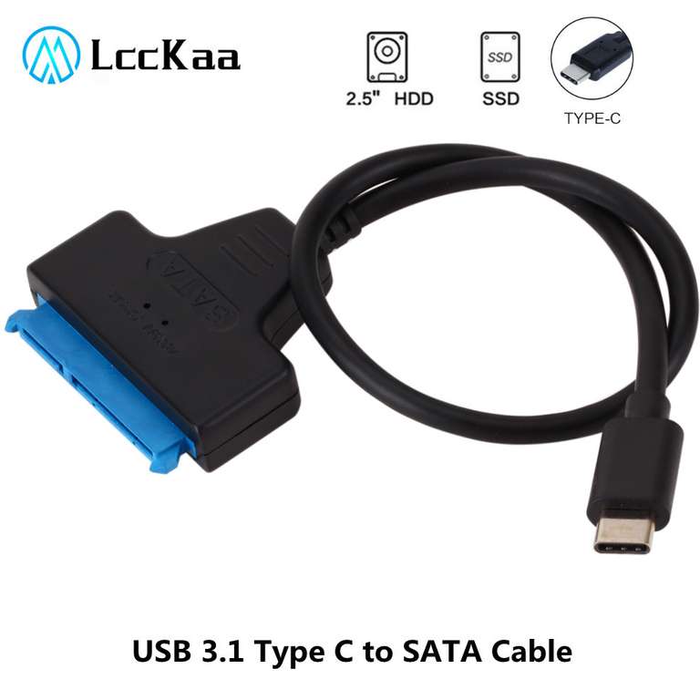 -Cable USB 3,1 Sata 3 A tipo C, adaptador de hasta 6 Gbps, compatible con disco duro SSD HDD de 2,5 pulgadas, 22 pines