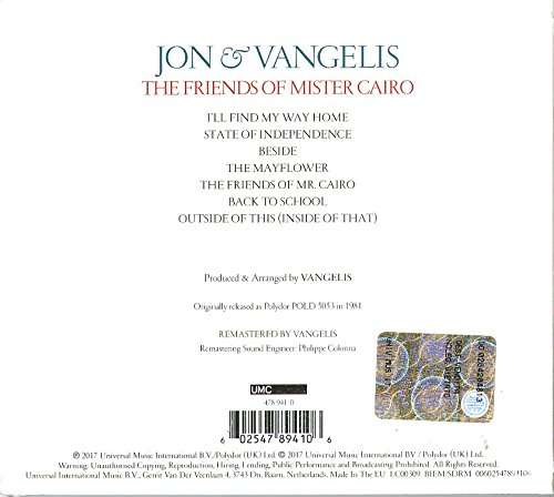 The friends Of Mister Cairo 2017 (Reedición) Importación Jon & Vangelis CD