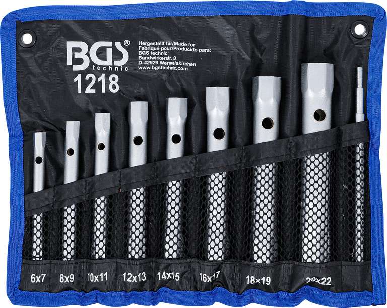 BGS 1218 | Juego de llaves de tubo | SW 6 x 7 - 20 x 22 mm | 9 piezas