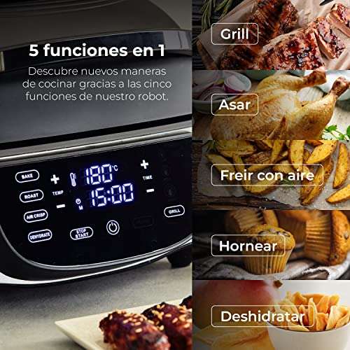 MasterPRO Digital Smokeless Grill 1800W 5 funciones (plancha, parrilla, freidora, horno y deshidratador)