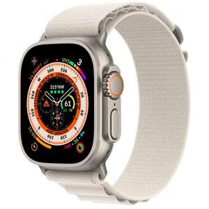 Apple Watch Ultra (GPS + Cellular, 49mm) Reloj Inteligente con Caja de Titanio - Correa Loop Trail Azul/Gris - Talla S/M. Monitor de entreno